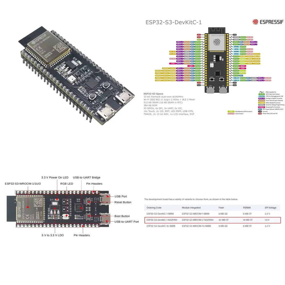 Esp32 Development Board - Papan Pengembangan Espressif ESP32-S3-DevKitC-1, dilengkapi dengan